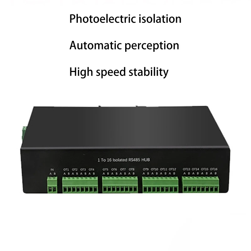 RS485 Hub 16-Channel RS485 Splitter 16-Port 485 Sharer Splitter 1 In 16 Out Industrial-Grade Isolated HUB