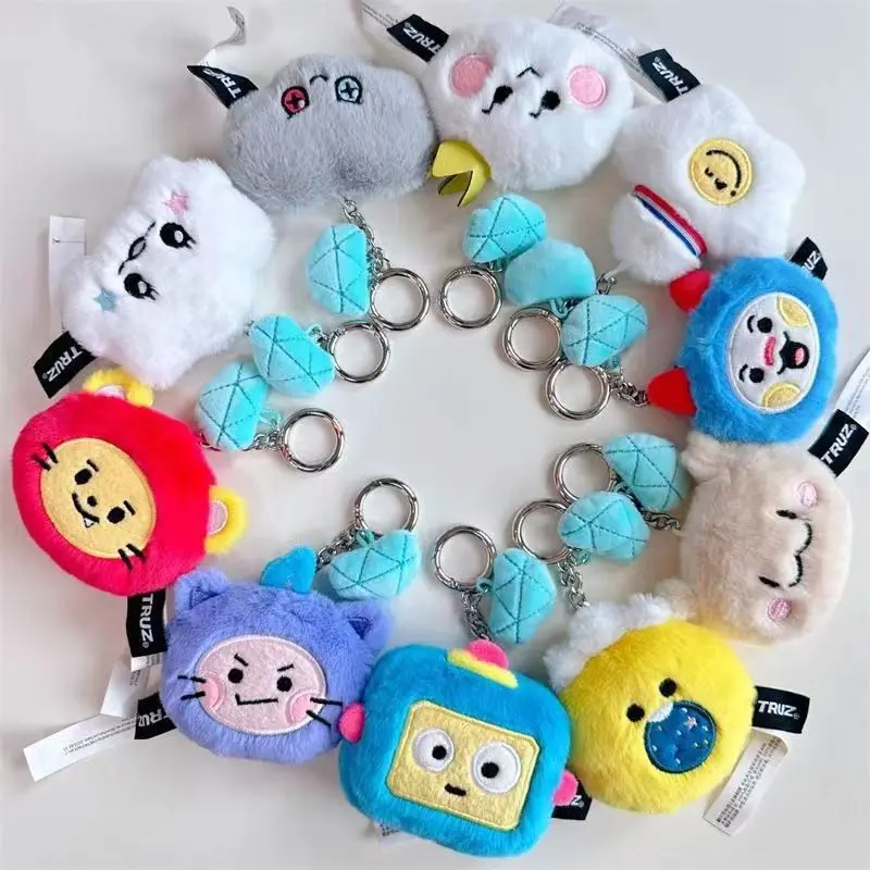 

KPOP TREASURE Cartoon MINI Doll Keychain TRUZ Cartoon Plush Doll Keyring Haruto DoYoung ASAHI JaeHyuk Fans Gifts Bag Pendant