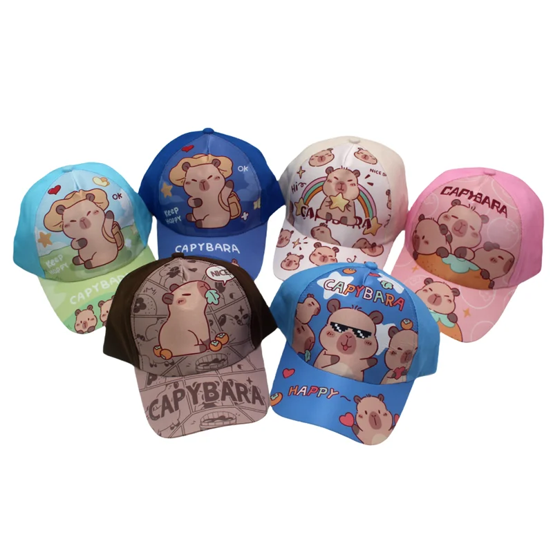 Hot Sale Children's Cartoon Capybara Printed Cap Boys Girls Outdoor Sunshade Cute Capibara Hat Lovely Kids Baseball Cap