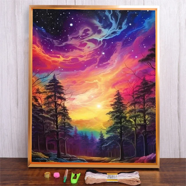 Aurora Borealis Scenery Counted Cross Stitch Kit 1