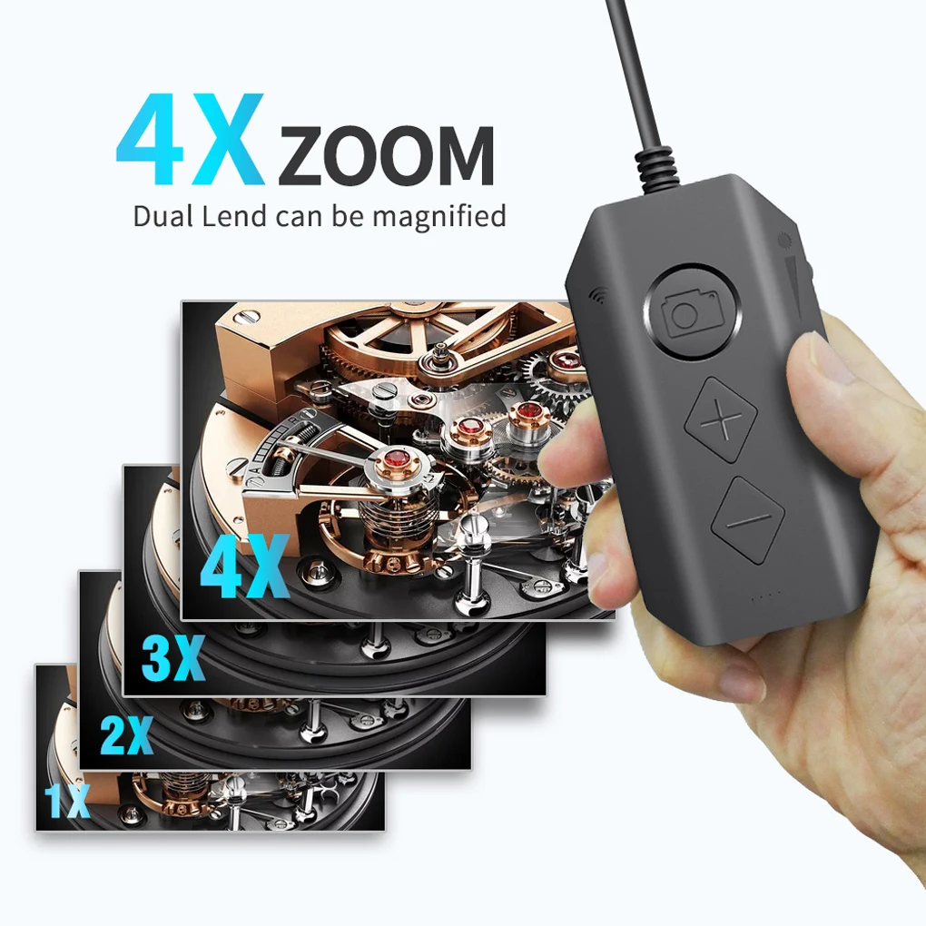 Endoscope Dual Lens WiFi Zoomable 8LED Inspection Camera Adjustable Rechargeable Portable Electric Borescope 5m