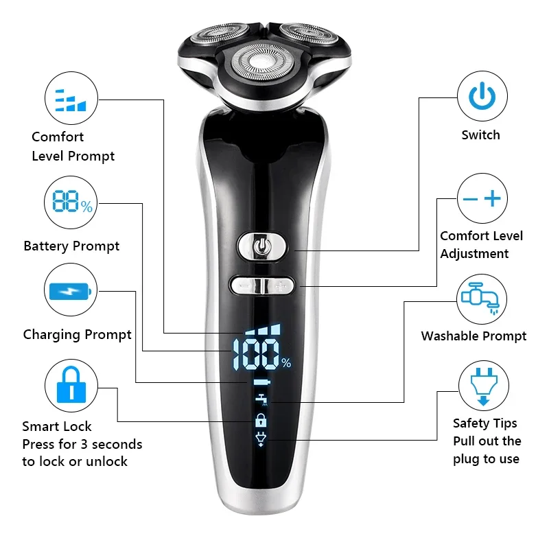 Electric Shaver Hair Trimmer New Electric Shaver For Men 4D Electric Beard Trimmer USB Rechargeable Professional Hair Trimmer Hair Cutter Adult Razor For Men