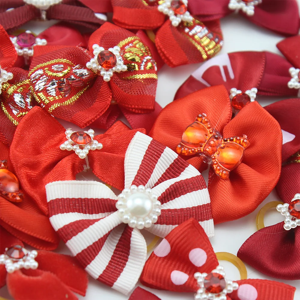 New 10/50 Pcs Wholesale Pet Pet Dog Cat Hair Bows Rubber Bands Rubber Bands Diamond Dog Accessories Small Dog Pet Supplies Cute 2
