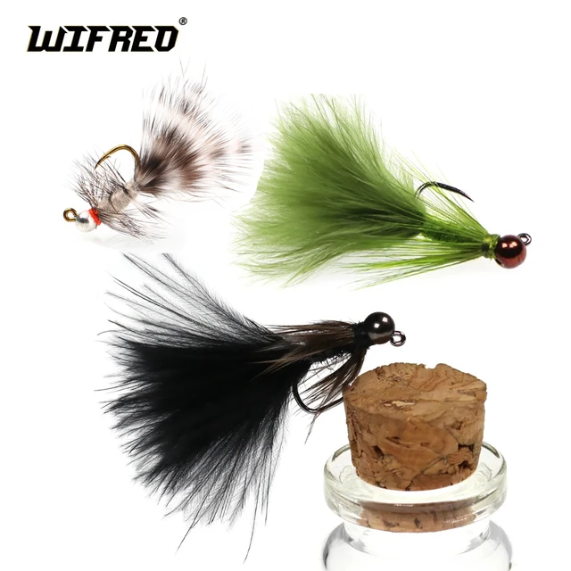 WIFREO 8PCS Barbless Tungsten Jig Micro Bugger Tungsten Bead Head Wooly  Bugger Streamer Fly For Trout