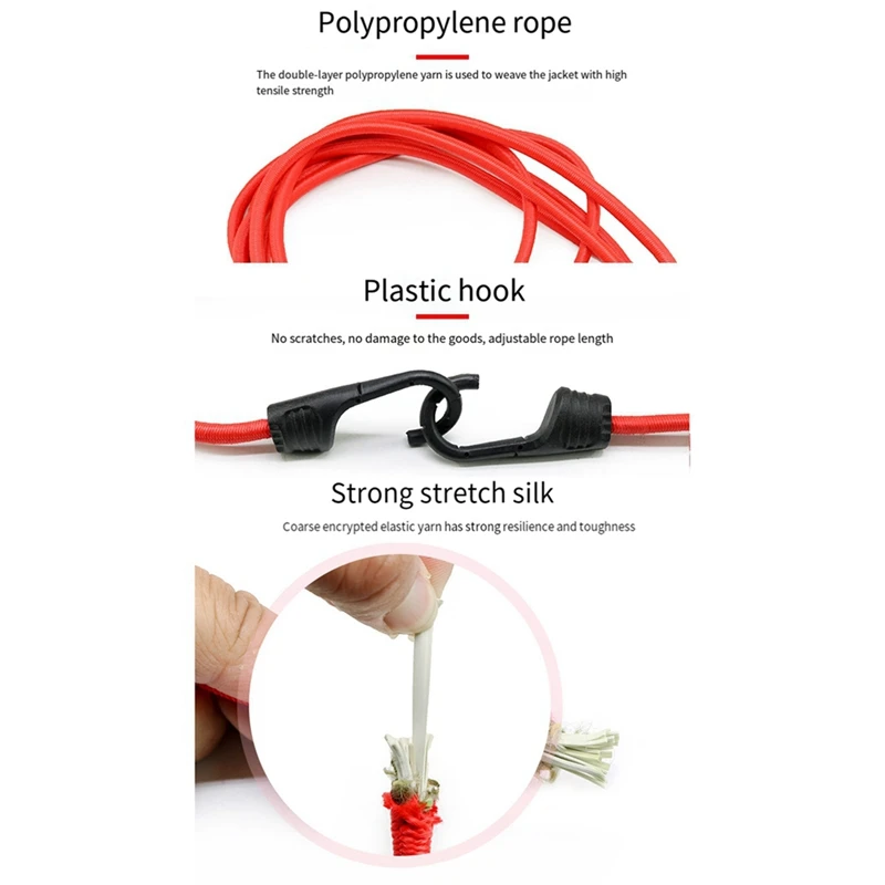 28Pcs Heavy Duty Bungee Cords With Hooks Rope Luggage Packing Strap For Motorcycle Bike Camping Hiking-A79P