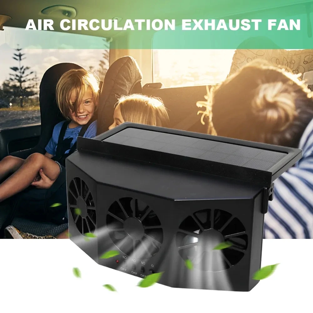 

Three Airs Outlet Solar Powered Car Exhaust Fan Durable Vehicle Cooling Fan For Car Vehicle Truck