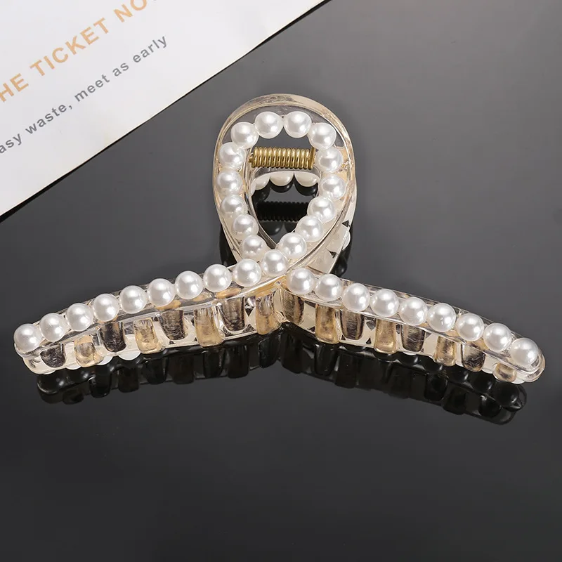 

The new hair ornament women's pearl grab clip Japanese and Korean versatile hair claw back of the head clip hair ponytail clip