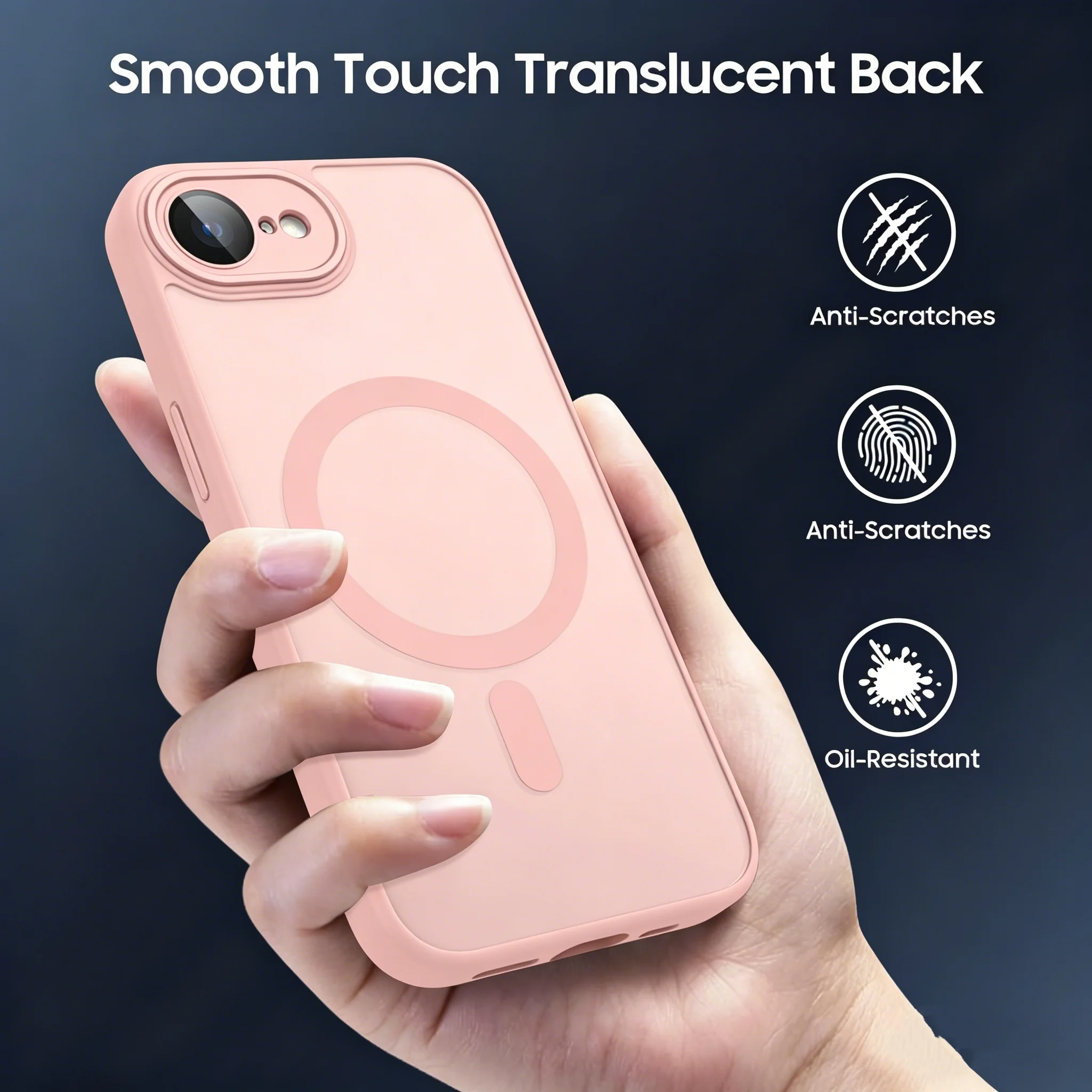Magnetic Hybrid Shockproof Wireless Charging Case with Translucent Hard Back