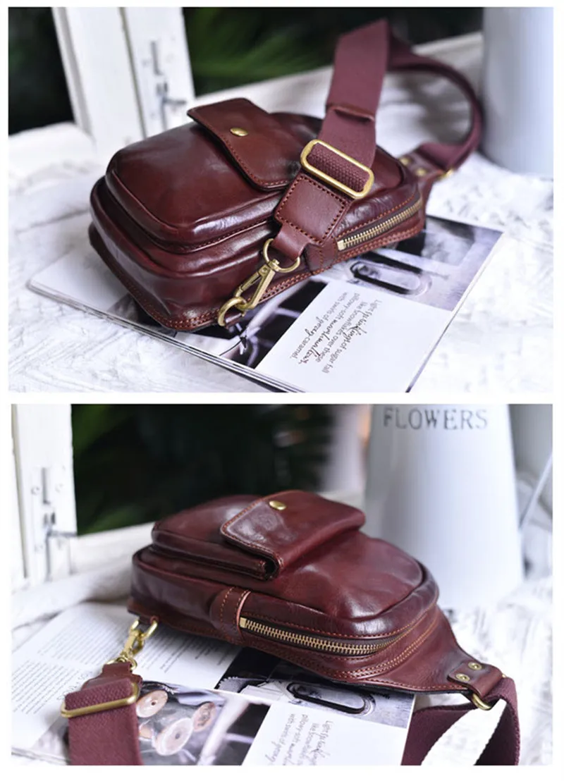 Organizer designer genuine leather women's chest bag fashion outdoor daily travel natural real cowhide female crossbody bag