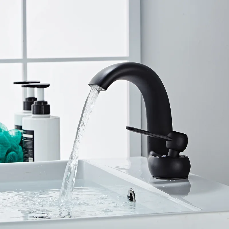 Description Picture 6 of itemBathroom Faucet Modern Black Basin Brass Wash Single Handle Single Hole Elegant Crane