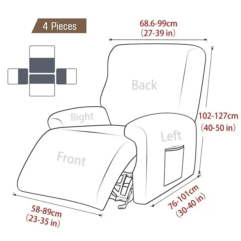 Jacquard Recliner Sofa Cover Non-slip Sofa Cover All-inclusive Single Seater Couch Slipcover Armchair 4PCS/Set 2