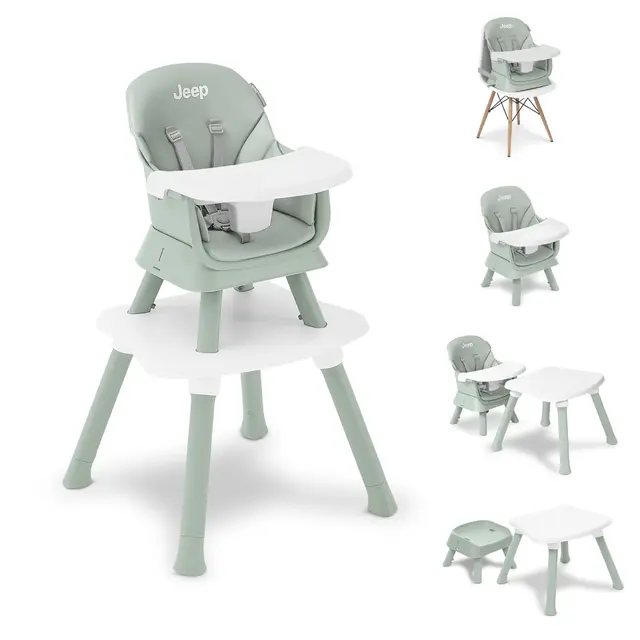 6-in-1 Convertible High Chair for Babies and Toddlers, Converts to Stool, Booster Seat, Table and More in Sage Green