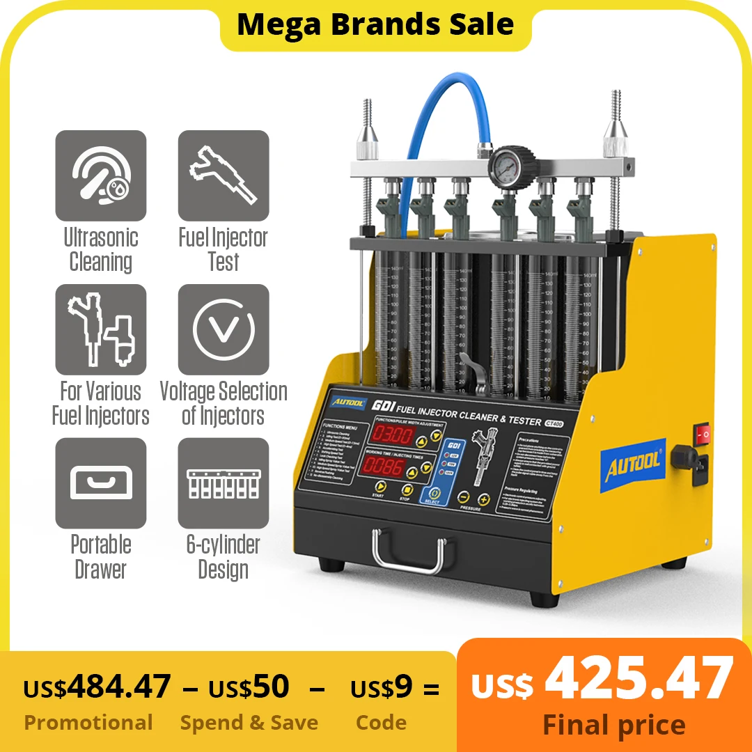 Autool Ct400 Gdi Efi Fei Fuel Injector Cleaner & Tester Machine Car