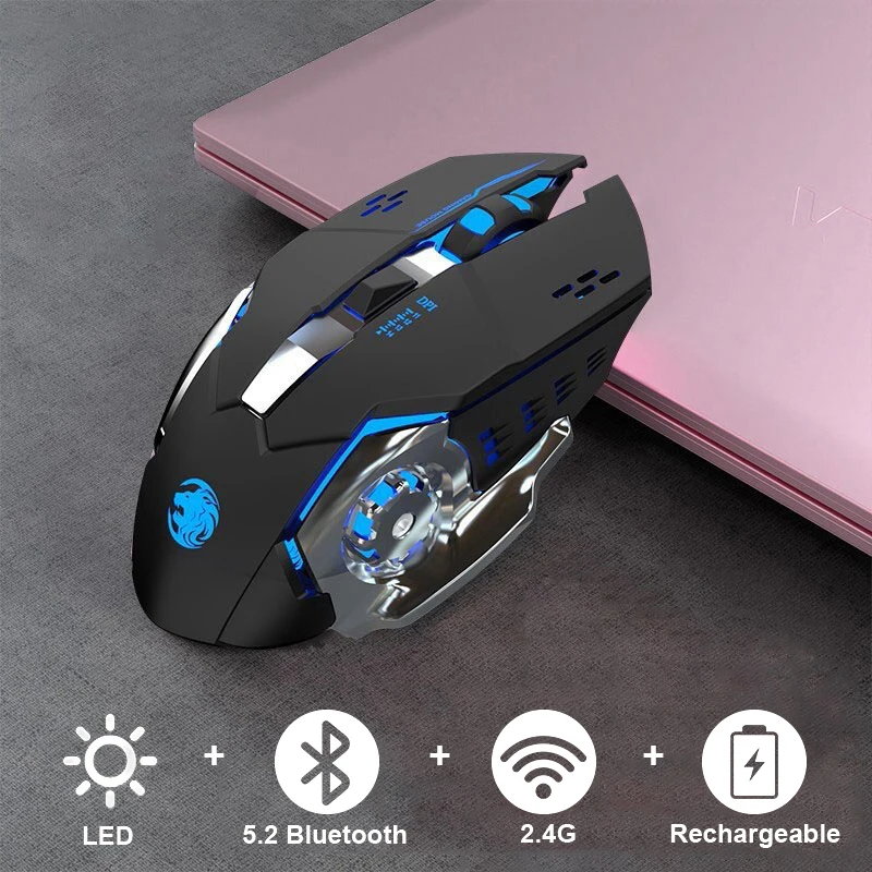 Беспроводная игровая мышь EWEADN перезаряжаемая 2 4G бесшумная с четырехцветной