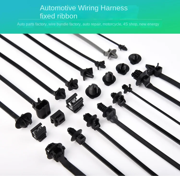Description Picture 2 of itemNylon Plastic Vehicle Motocycle Cable Tie Car Wiring Harness Retainer Clip Push Mount Auto Fasteners black tie with screw hole