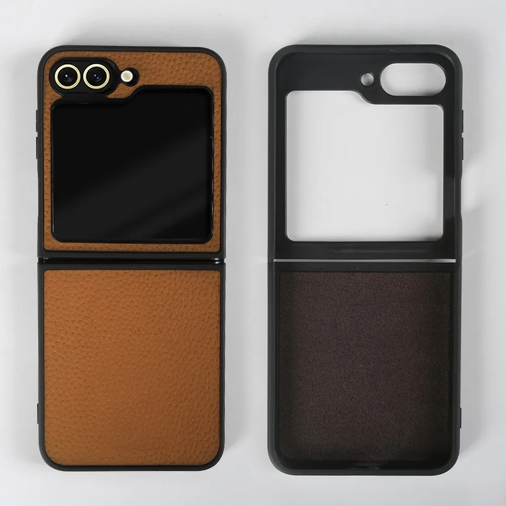 Luxury Genuine Leather Litchi Pattern Cowhide Phone Case Cover