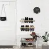 4 Pcs Wall Mounted Shoe Rack Organizer Space Saving Durable Wood Hanging Holder Footwear Storage Rackbasket Organizer Bouquet 5