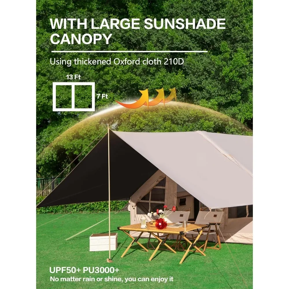 Inflatable Camping Tent with Picnic Blanket 2/4/6 Person Cabin Tent Waterproof Outdoor Oxford Tents with Mosquito Screen