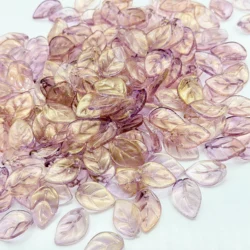 Elegant Pink Mint Gold Plated Rose Leaf Glass Beads for Handmade Jewelry Creations (Rose Leaf - 5)