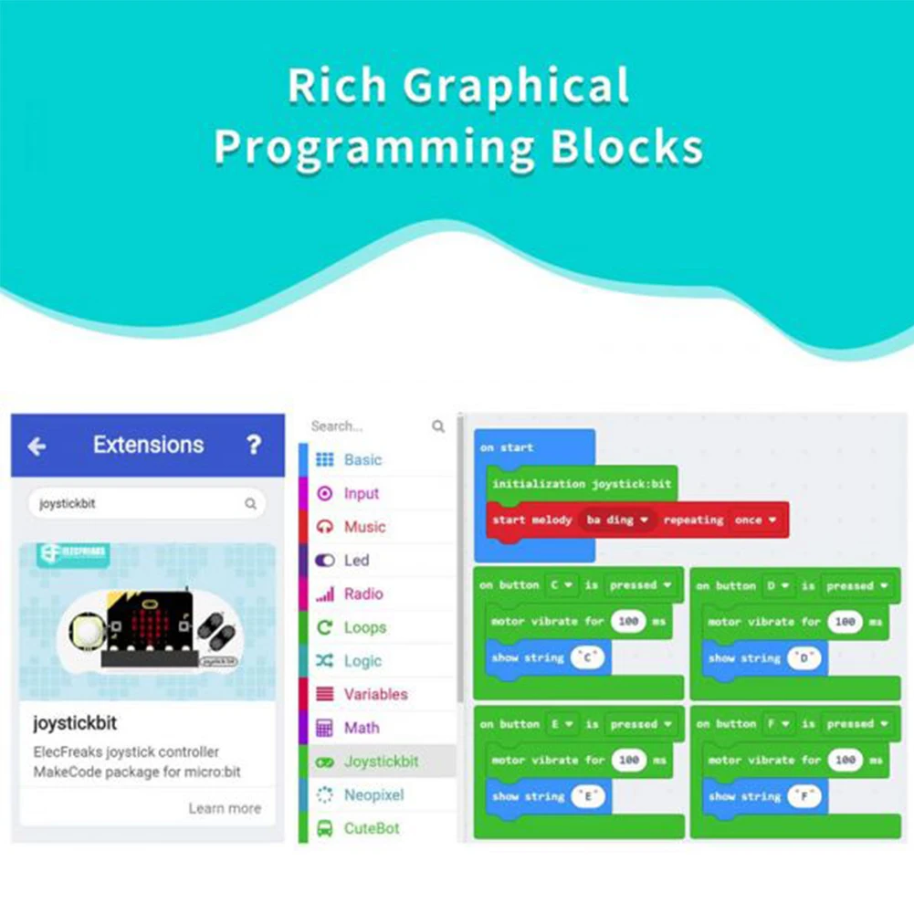 ELECFREAKS Micro:bit Electronic Joystick:bit V2 Kit Acrylic Case Game Board Game Controller Microbit Console Support Makecode