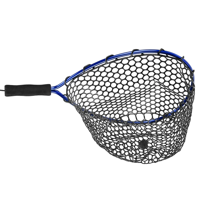 Fish Net Aluminium Alloy Pole Soft Silicone Small Mesh Foldable Landing Net  Pole Casting Network Trap
