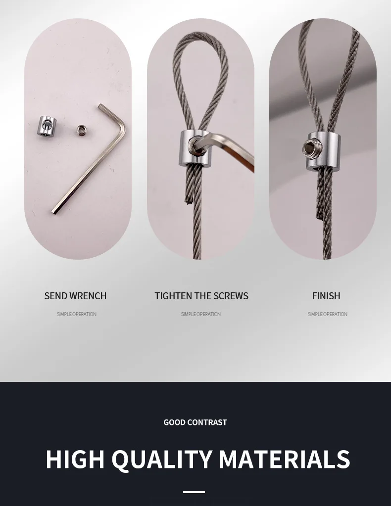 10 stücke Für 1/2mm Draht Seil Klemme Edelstahl Kabel Einstellbare Kupfer Metall Suspension Clips Schraube Befestigung Hardware zubehör – Detail 3