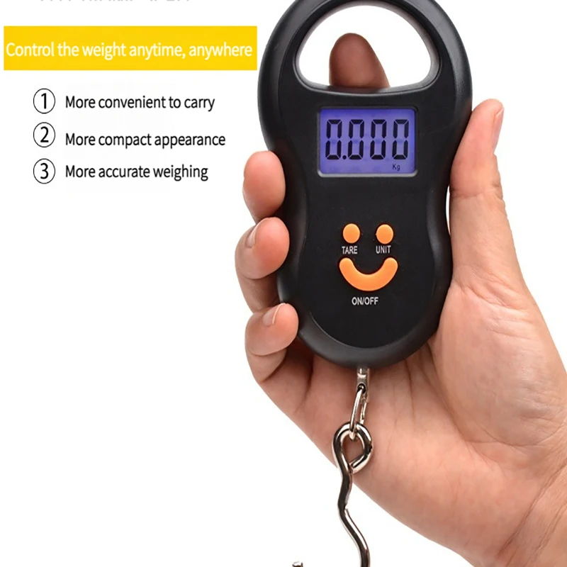 Electronic 50Kg 10g Hanging Scale LCD Kitchen Digital Scale BackLight Fishing Weights Pocket Travel Luggage Scales