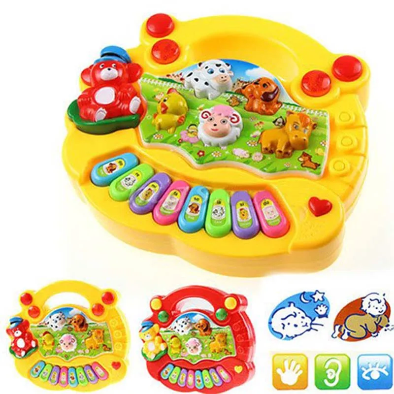 Early Education 1 Year Olds Baby Toy Animal Farm Piano Music Developmental Toys Baby Musical Instrument For Children & Kids Boys 6