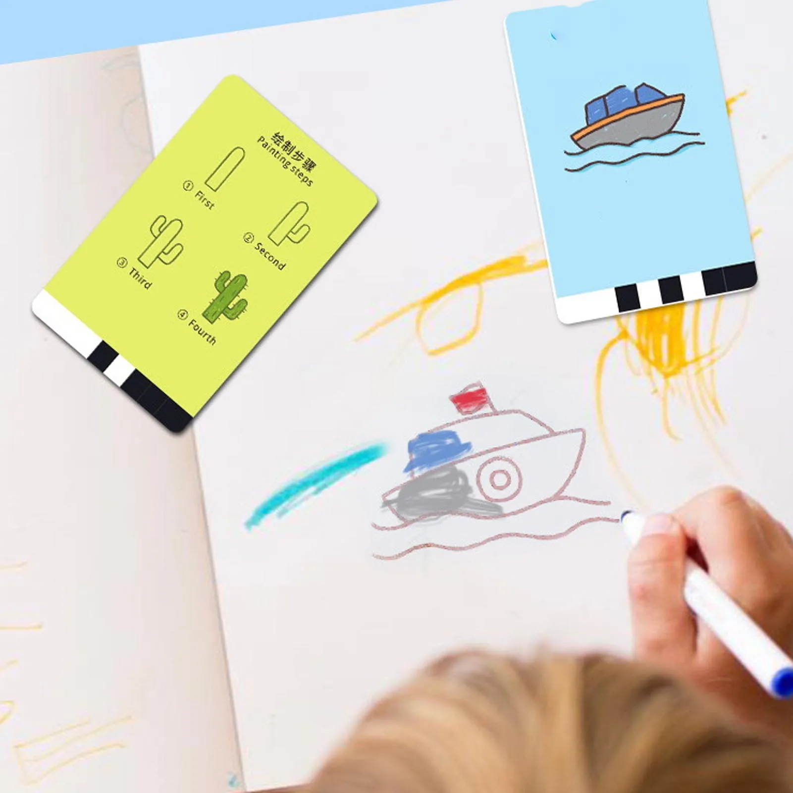 Robot Educativo Interattivo per Disegno e Pittura per Bambini, Giocattolo per l'Educazione Precoce con 100 Carte, Robot Pittore Automatico - immagine 2