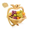 Foldable Fruit Basket Portable Bamboos Creative Snack Plate for Christmas Party Eco-Friendly Food Storage Organizer Kitchen Tool 3
