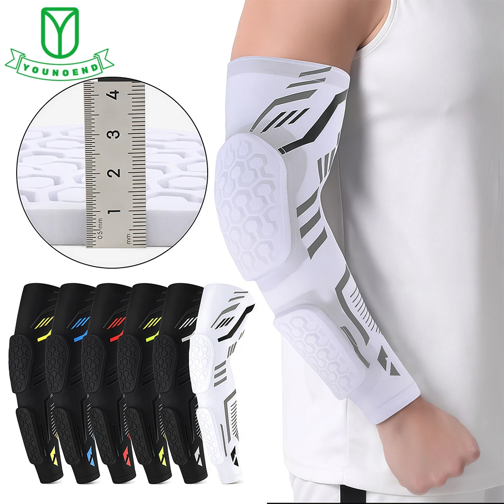 Manchons de bras rembourrés Anti-collision de sport, coussinets en nid d'abeille pour coude avant-bras pour hommes et femmes, salle de sport, Football, basket-ball, volley-ball
