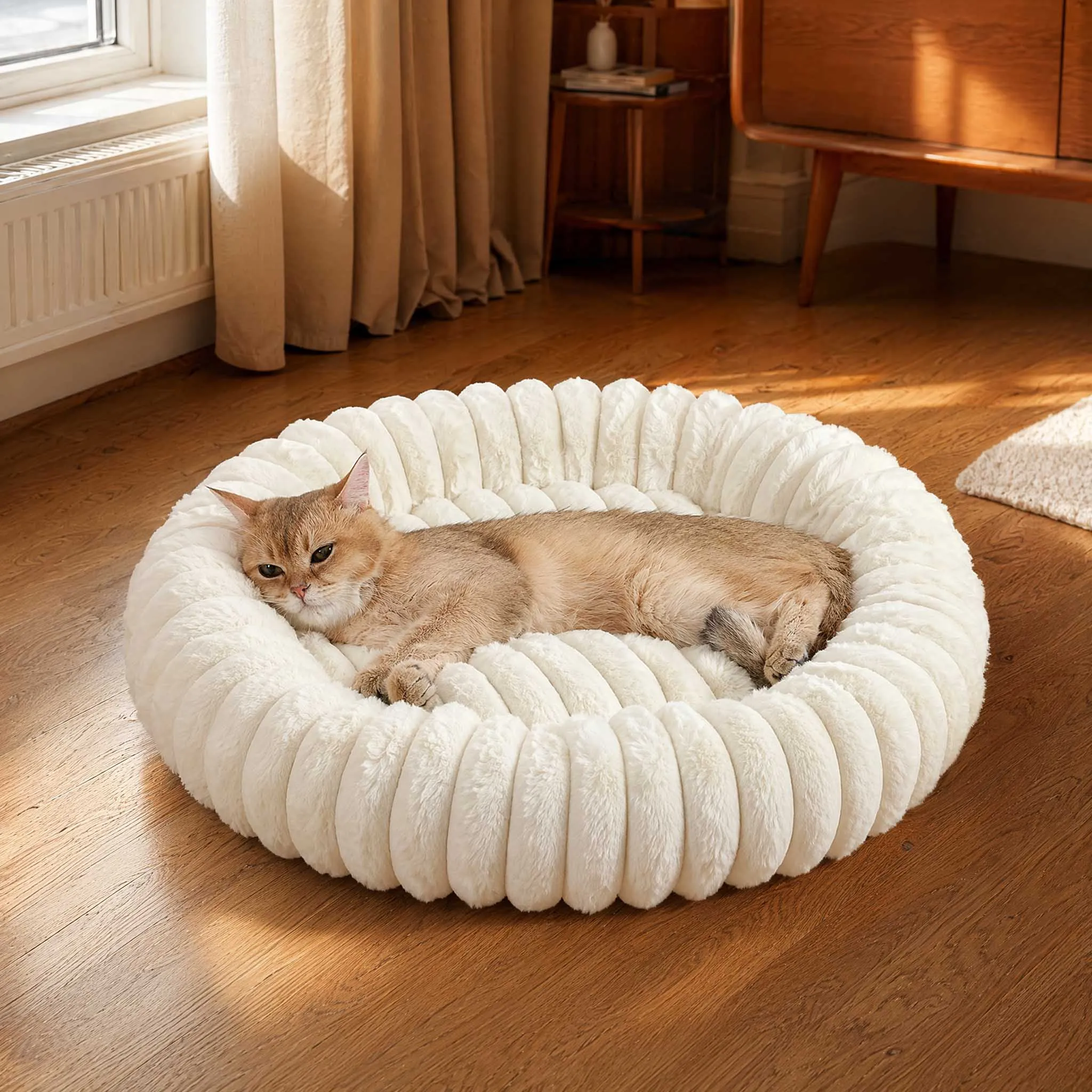 Ultra Soft Round Donut Pet Bed For Small And Medium Cats And Dogs_voghion.com