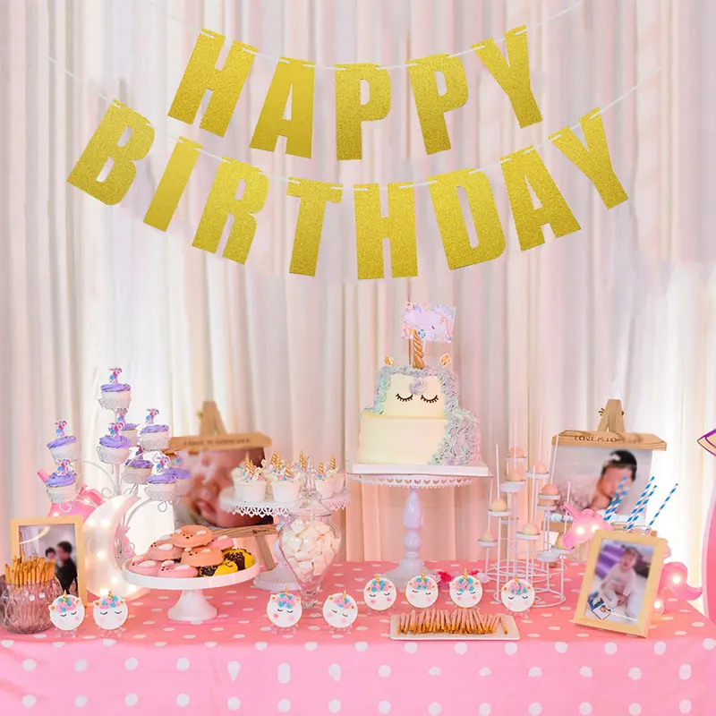 Happy Birthday Banner Flag 10 Color Wall Hanging Kids Birthday Party Paper Garland Baby Shower Decoration party decorations birthday banner