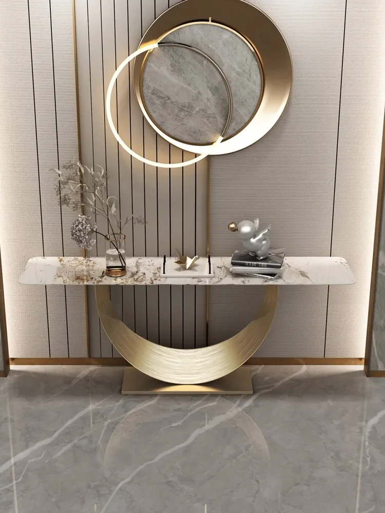 

Hallway Italian Stone Plate Stainless Steel a Long Narrow Table Console