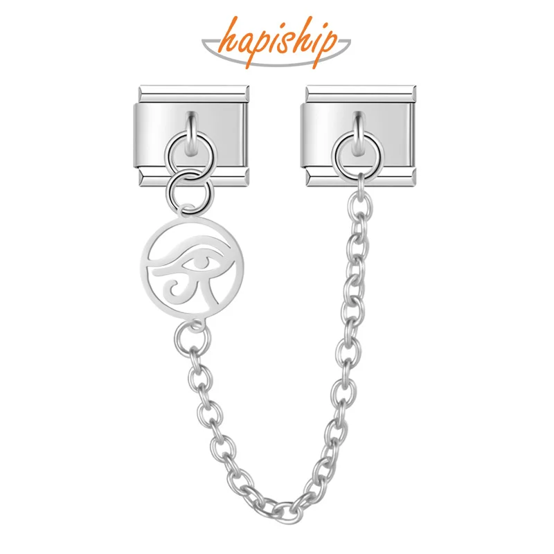Hapiship 2024 Fashion New Round Flower Eyes Chain Italian Charm Link Fit 9Mm Bracciale In Acciaio Inossidabile Che Fa Gioielli Fai Da Te Dj1117