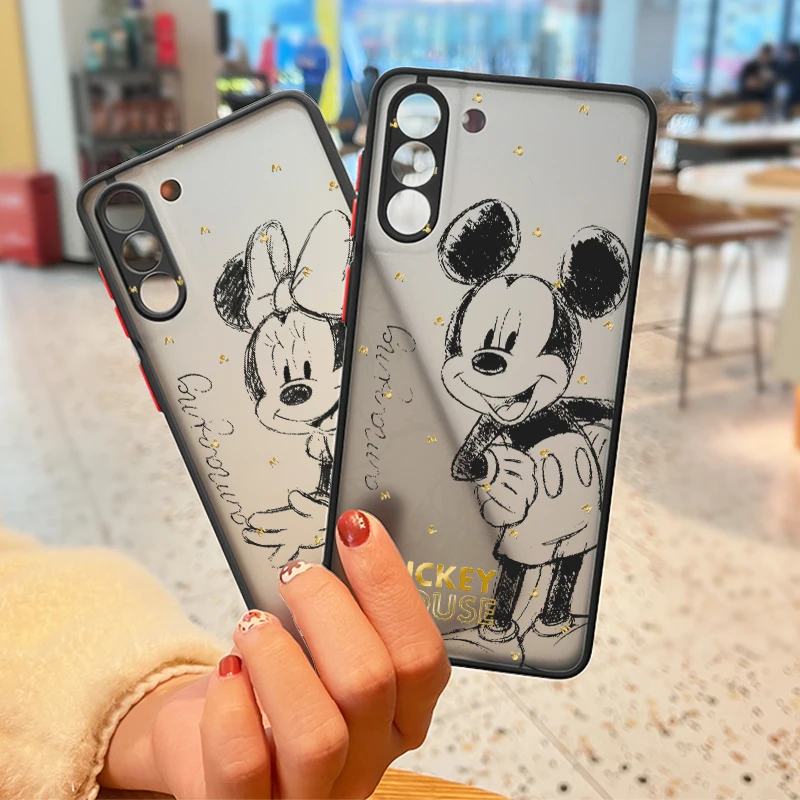 Disney White Mickey Mouse Per Samsung Galaxy S23 S22 S21 S20 S10 Note 20 10 Fe Plus Custodia Per Telefono Traslucida Smerigliata Ultra Lite