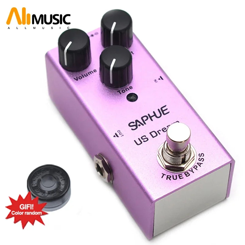 

SAPHUE Electric Guitar US Dream Distortion Pedal Volume/Dist/Tone Knob Effect Pedal Mini Single Type DC 9V True Bypass