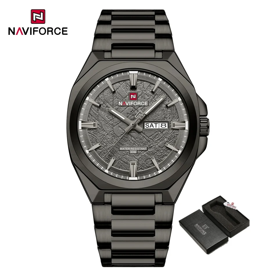 Luxury NAVIFORCE Men's Waterproof Stainless Steel Watch with Luminous Display