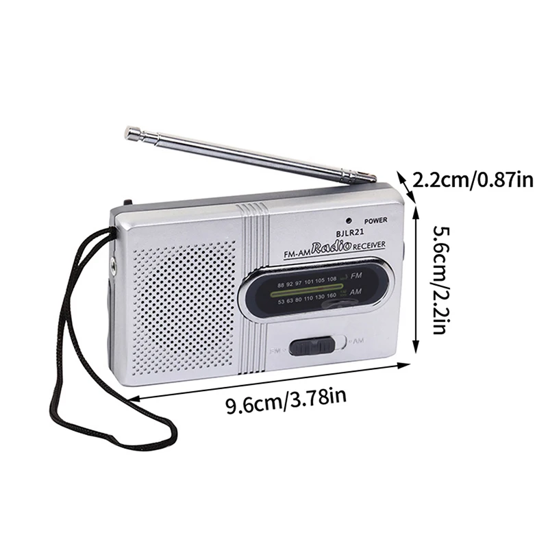 1Pc 휴대용 미니 라디오 핸드헬드 AM FM 음악 플레이어 스피커 텔레스코픽 안테나가 있는 야외 스테레오 라디오'