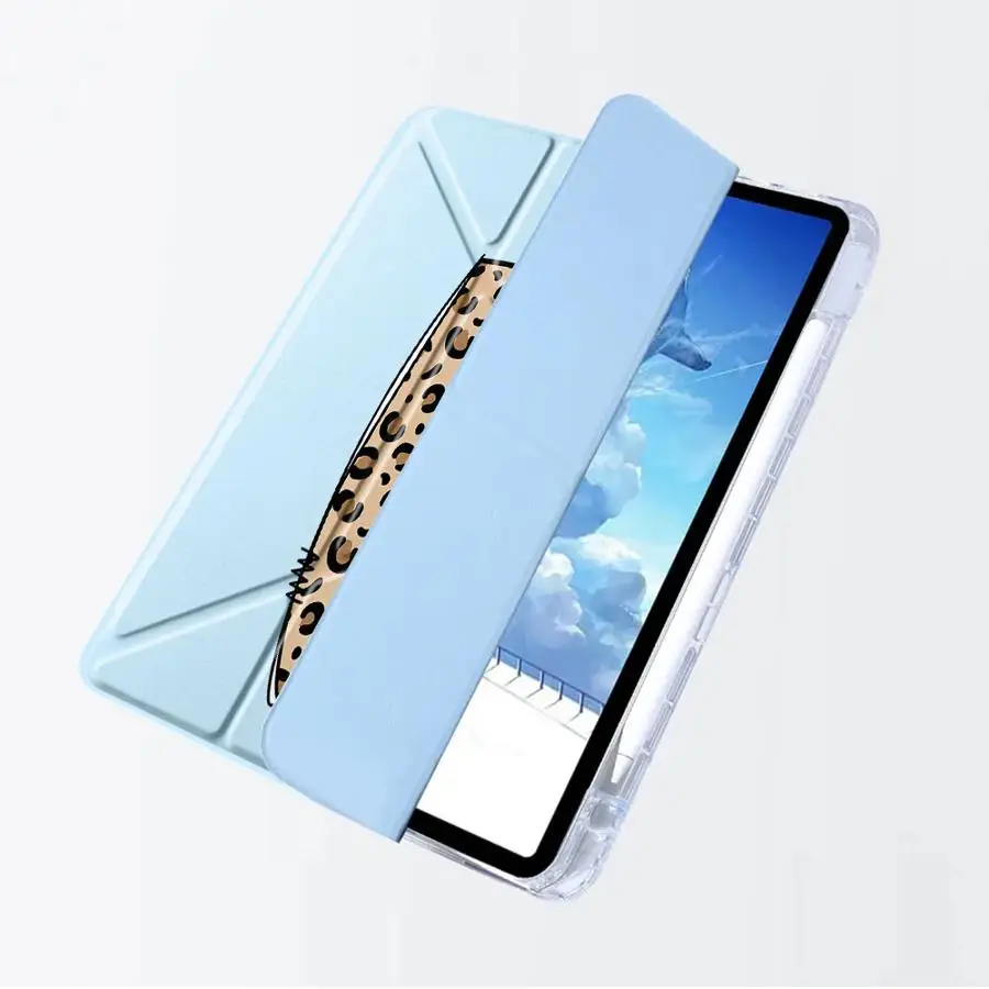 Leopard Print Tablet Case with Y-Fold Stand and Holder