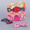 Floral Printed Nylon Dog Collar Adjustable Spring Dog Necklace Collars With Bowknot For Small Medium Large Dogs Pug Chihuahua 2