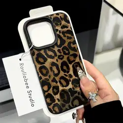Stylish Brown Leopard Print Soft Silicone Phone Case with Lichee Pattern for iPhone 12 Pro (1)