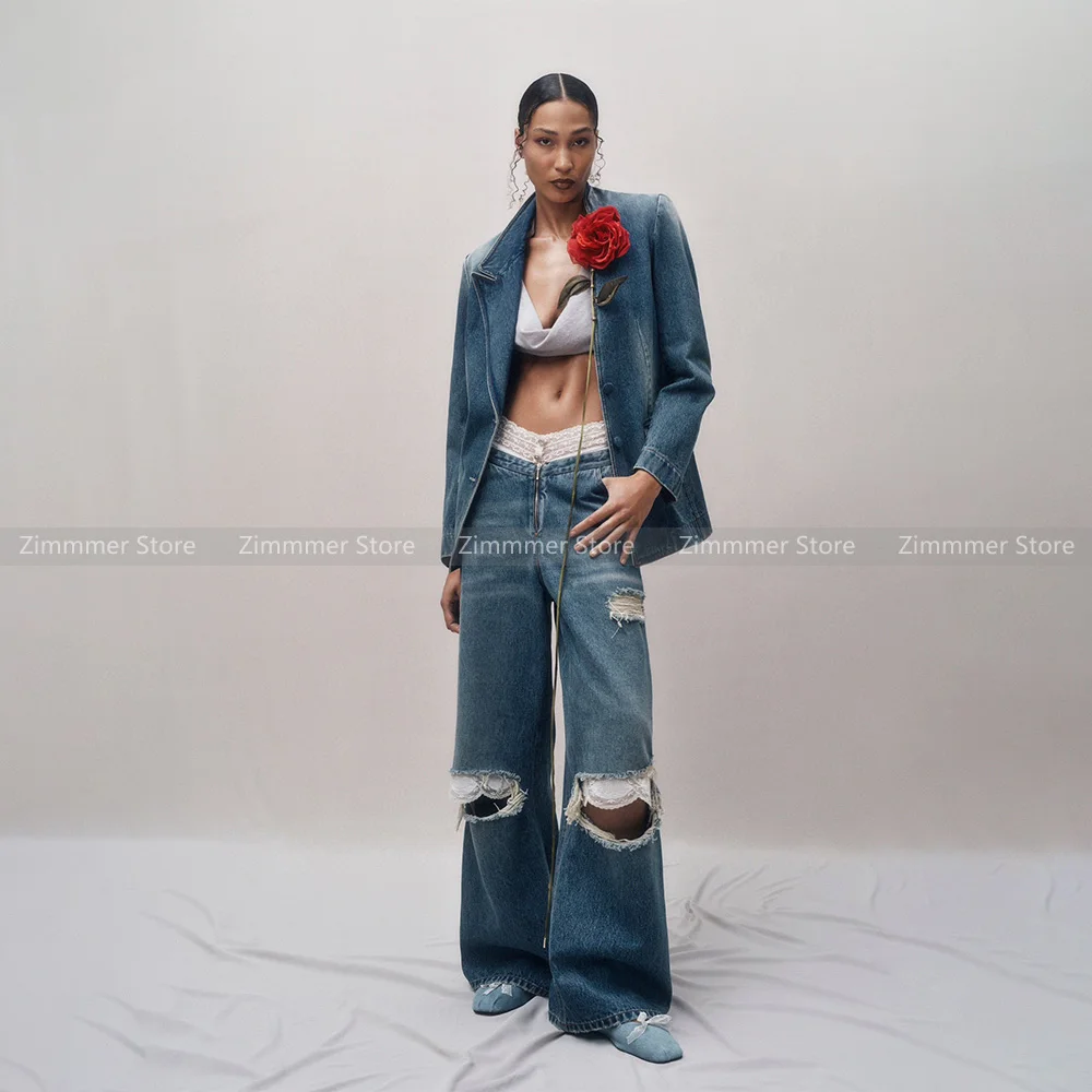 

Высокое качество! Летние Новые свободные потертые джинсы с высокой талией, тонкие прямые брюки, джинсы с кружевными вставками