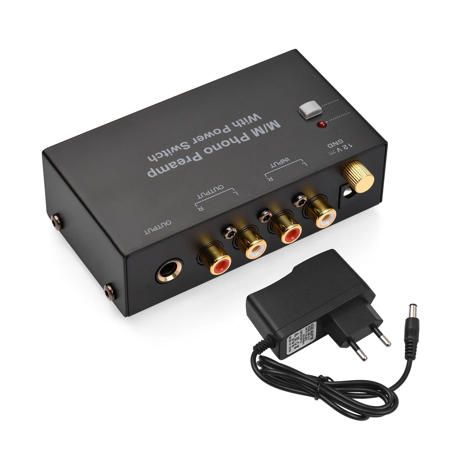 

M/M Phono Preamp with Power Switch Ultra-compact Phono Preamplifier Turntable Preamp with RCA 1/4-inch TRS Interface