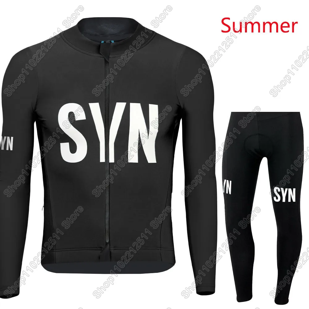 Cycling jersey Cycling suit Cycling jersey set White Black SYN Team Cycling Jersey Set Summer Winter Clothing Suit Mens Long Sleeve MTB Bike Road Pants Bib