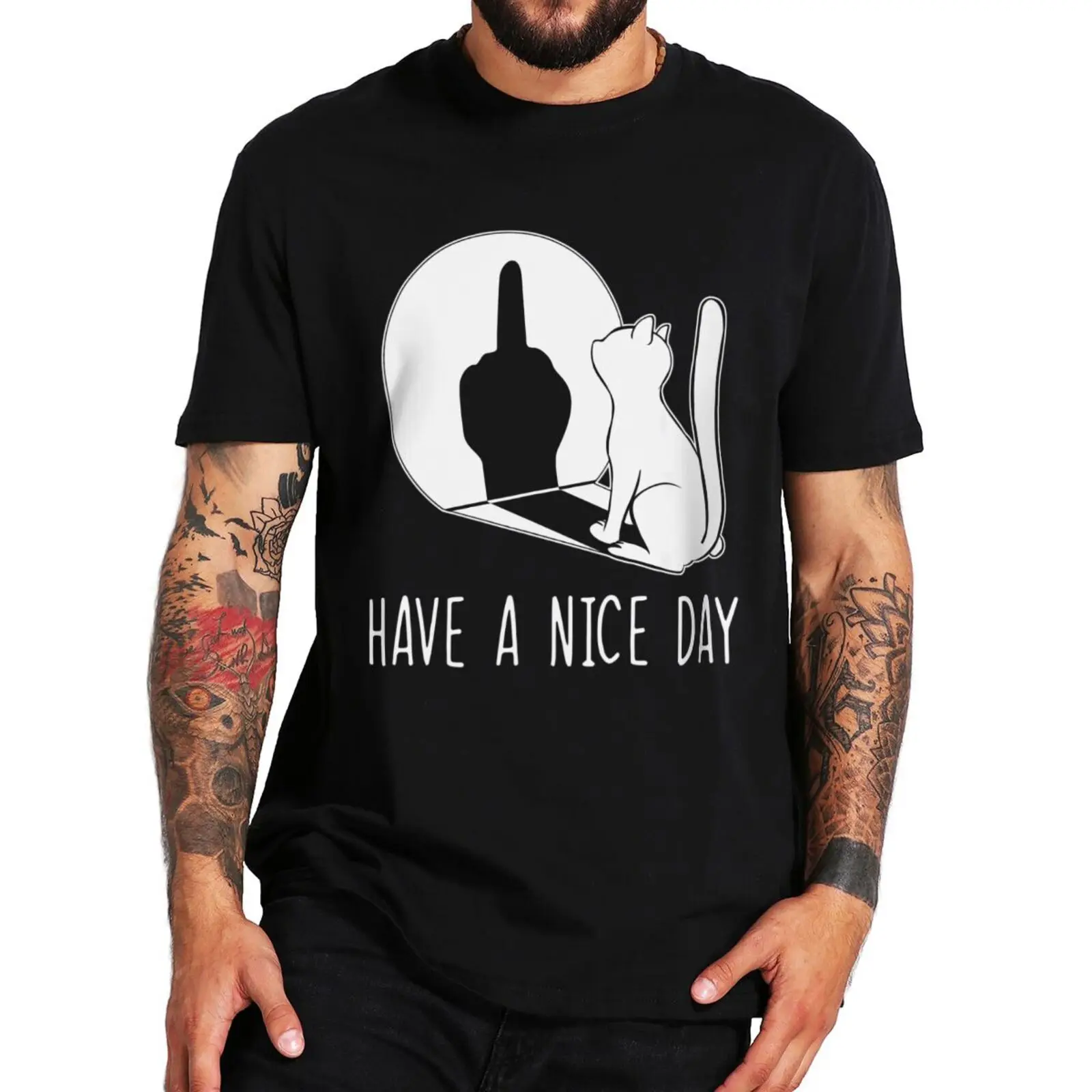 

Men tops I Hate People T Shirt Sarcastic Cat Funny Jokes Short Sleeve High Quality Cotton tee-shirt Unisex Casual T-shirts