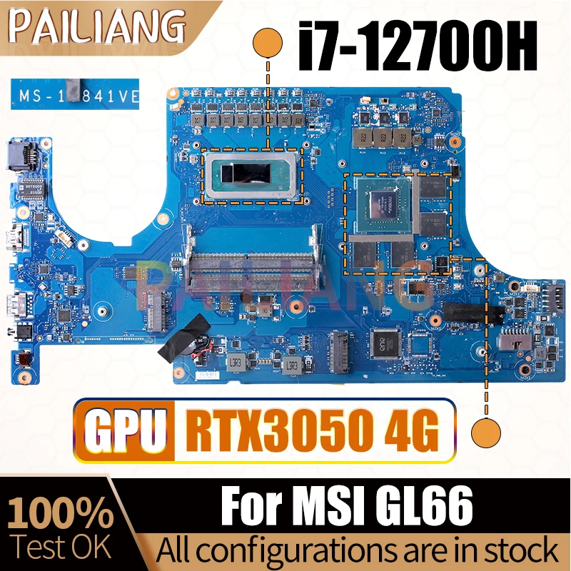 For MSI GL66 Laptop Mainboard MS-15841 SRLD1 i7-12700H GN20-P1-A1