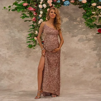 Evening Maternity Dresses Luxury Sparkly Sequin Dress For Pregnant Women Formal Evening Wear Maternity Photography Props Dress