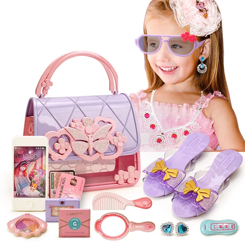 Kids Toys Pretend Play Beauty & Fashion Toy Simulation Makeup Set Jewelry Crown Necklace Cosmetic Educational Toy for Girls Gift