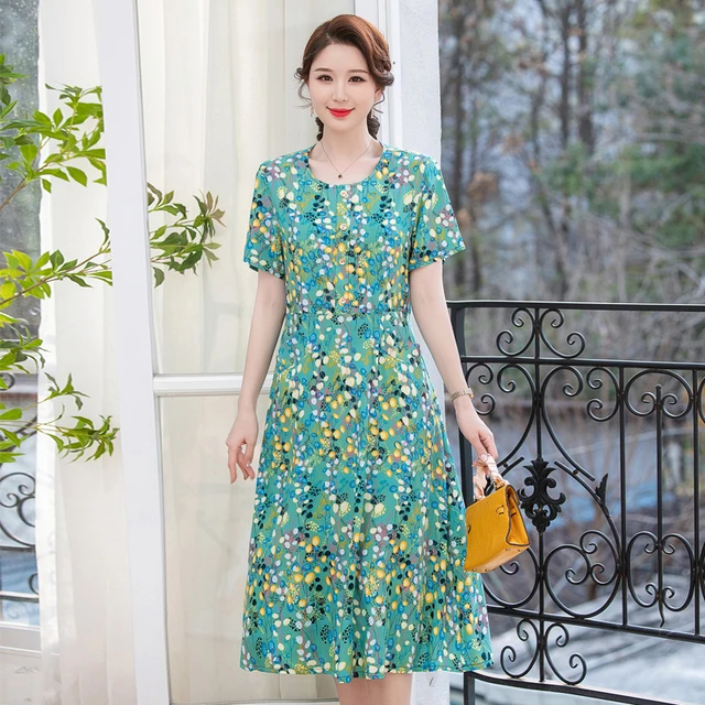 Vestidos largos elegantes para mujer, ropa Vintage de estilo coreano,  vestidos florales para mujer de 50 a 60 años, alta calidad, 2023 -  AliExpress